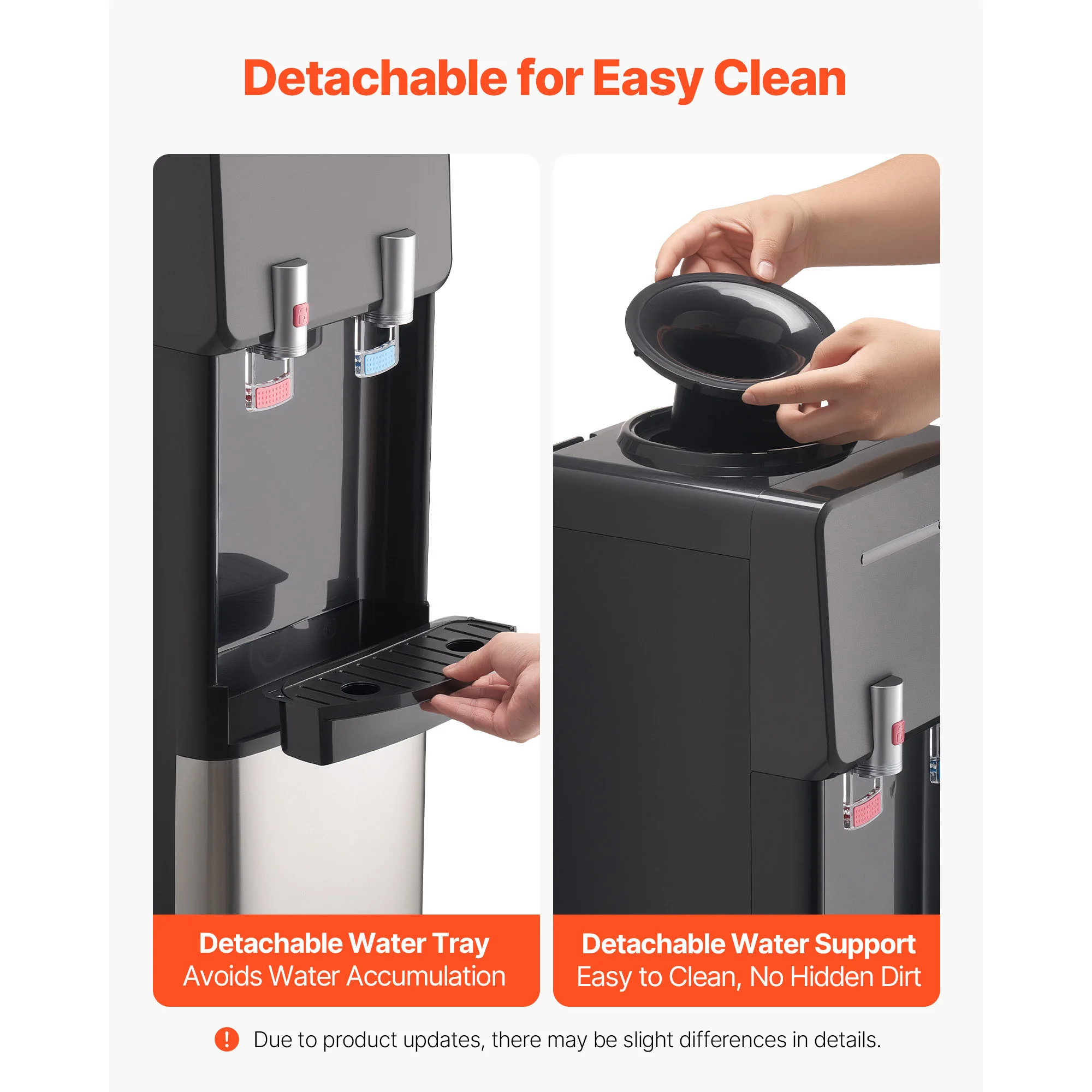 Dispensador de Água VEVOR com Carregamento Superior, Água Quente e Fria, para Garrafas de 3 ou 5 Galões, Aço Inoxidável Resistente para Uso Doméstico