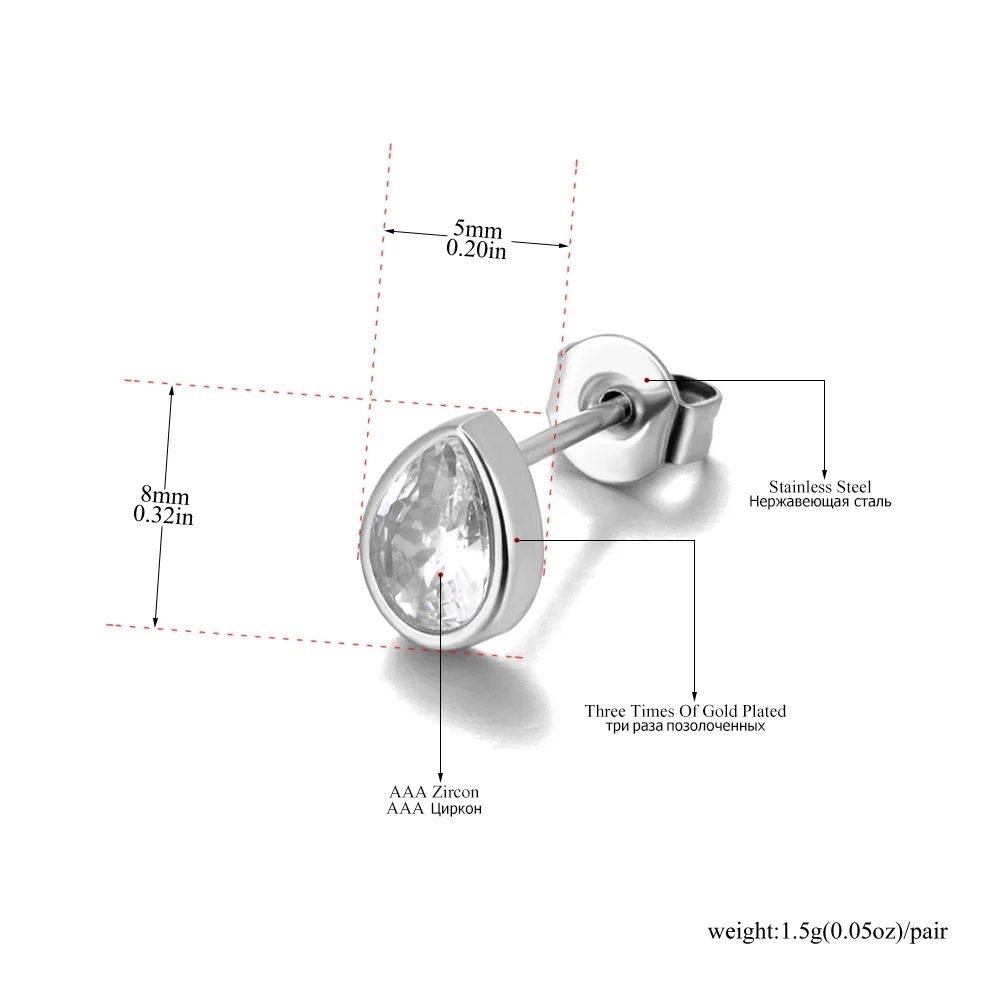 Women's Delicate Water Drop Cubic Zirconia Stud Earrings