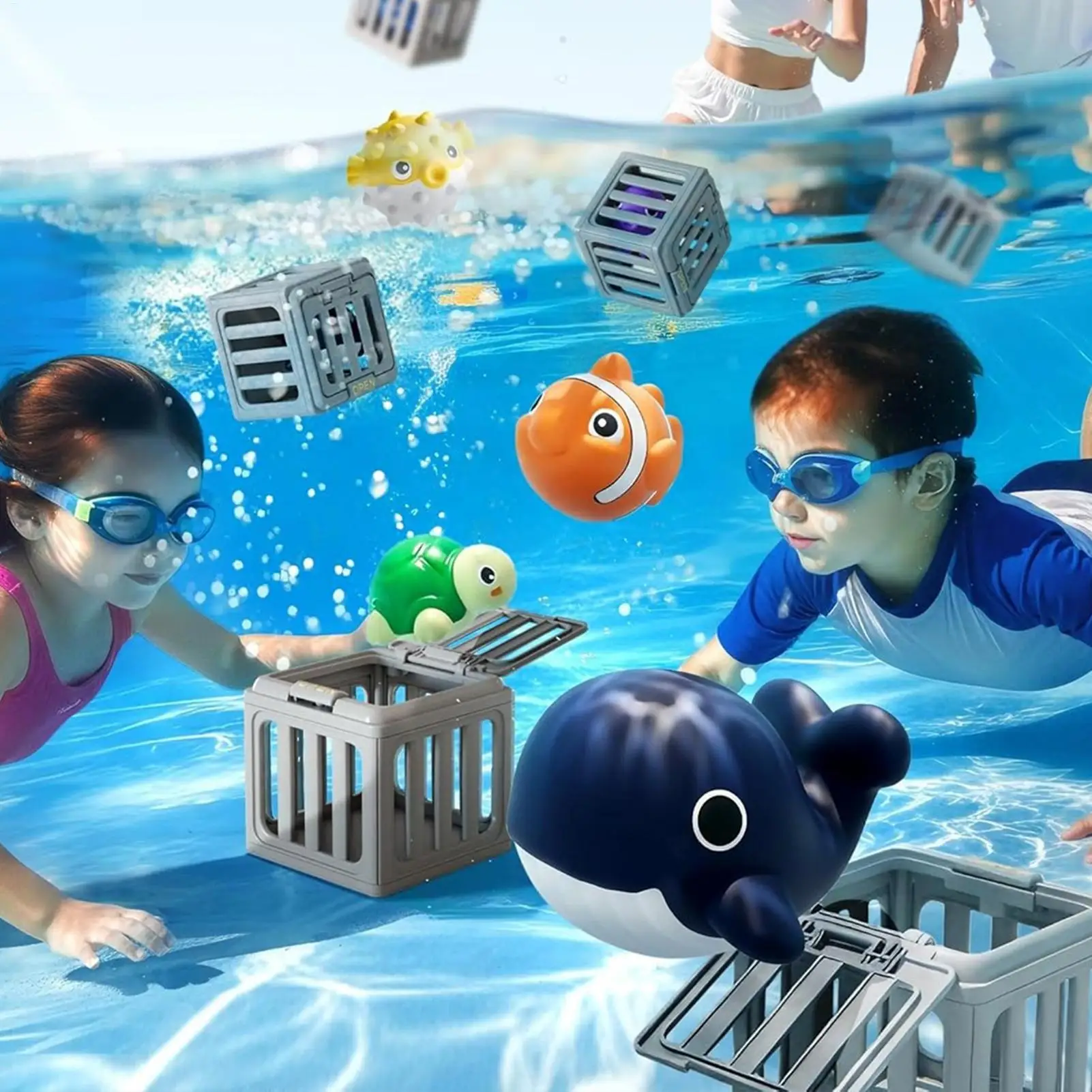 

Детские игрушки для плавания в бассейне с животными, плавающие, легко вынимаемые, тонущие игрушки для бассейна, аксессуары для плавания для мальчиков и девочек, для летних каникул