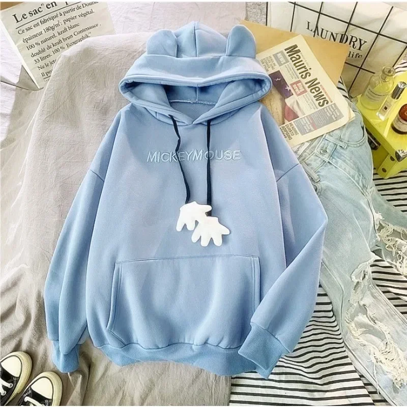 Little Bear Hoodie Women\'s Korean Edition Casual Design Cute Ears Hooded Sweatshirt Autumn Winter Fashion Daily Lady Coats