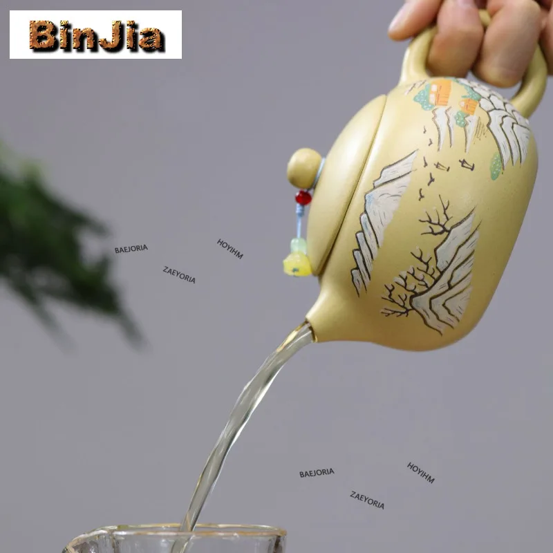 460ml Traditional Yixing Purple Clay Teapots Handmade Xishi Pot Raw Ore Pear Peel Puree Mud Kettle Zisha Tea Set Collection Gift
