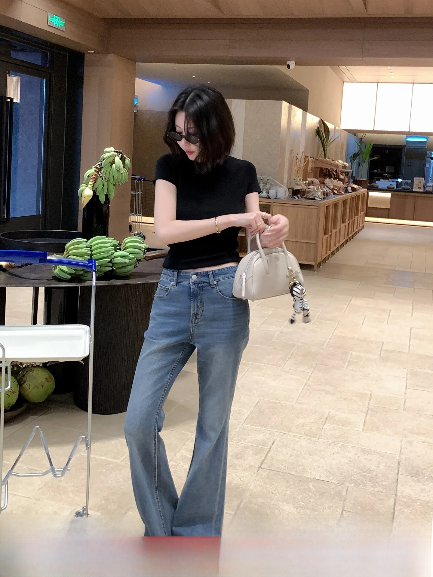 

LIYSENIOR Word of Mouth Series Women's Skinny Jeans Bell Bot Light Color Thin Cotton Spring Summer New Arrival