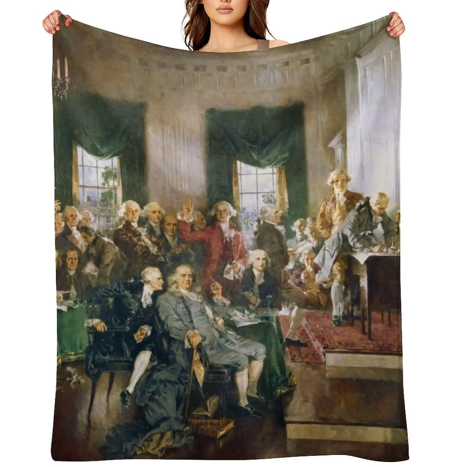 

The Signing of the Constitution of the United States - Howard Chandler Christy Throw Blanket Single Shaggy Blankets