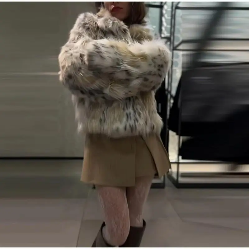 Trendiger, vielseitiger, warmer Kunstpelzmantel für Damen, grenzüberschreitender Sle, lectual Faion ort Oberbekleidung aus PU-Material