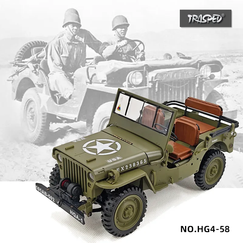 HG4-58 Willys 1/14 4wd Rc รีโมทคอนโทรลไฟฟ้ารุ่นรถ 2.4g มินิจําลองทหารผู้ใหญ่ของเล่นเด็กของขวัญ