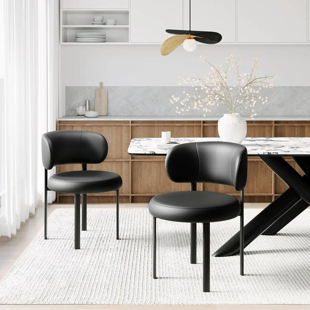 

Black Upholstered Dining Chairs Set of 2 with Cushions, Suitable for Modern Kitchen, Dining Room, Restaurant, and Bar