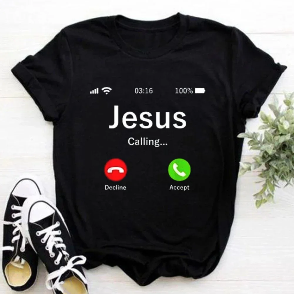 Jasos Cross Christian Cotton T-Shirts Printed Men Women Casual Short Sleeve T Shirt Oversized Harajuku Unisex Tees Tops Clothing