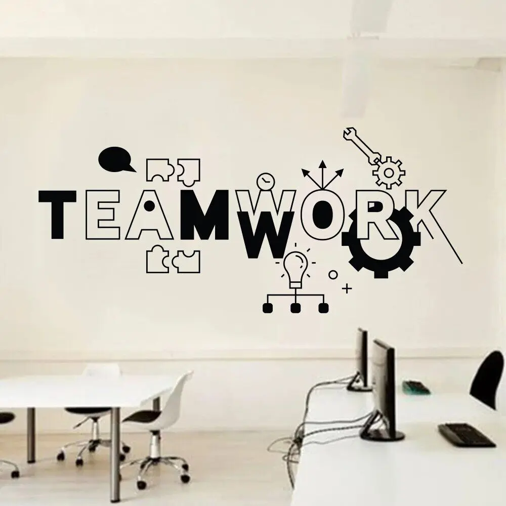 Teamwork Wall Stickers for Office Removable Vinyl Letter Decals Motivation Company Poster Work Decor Wallpaper DW14308