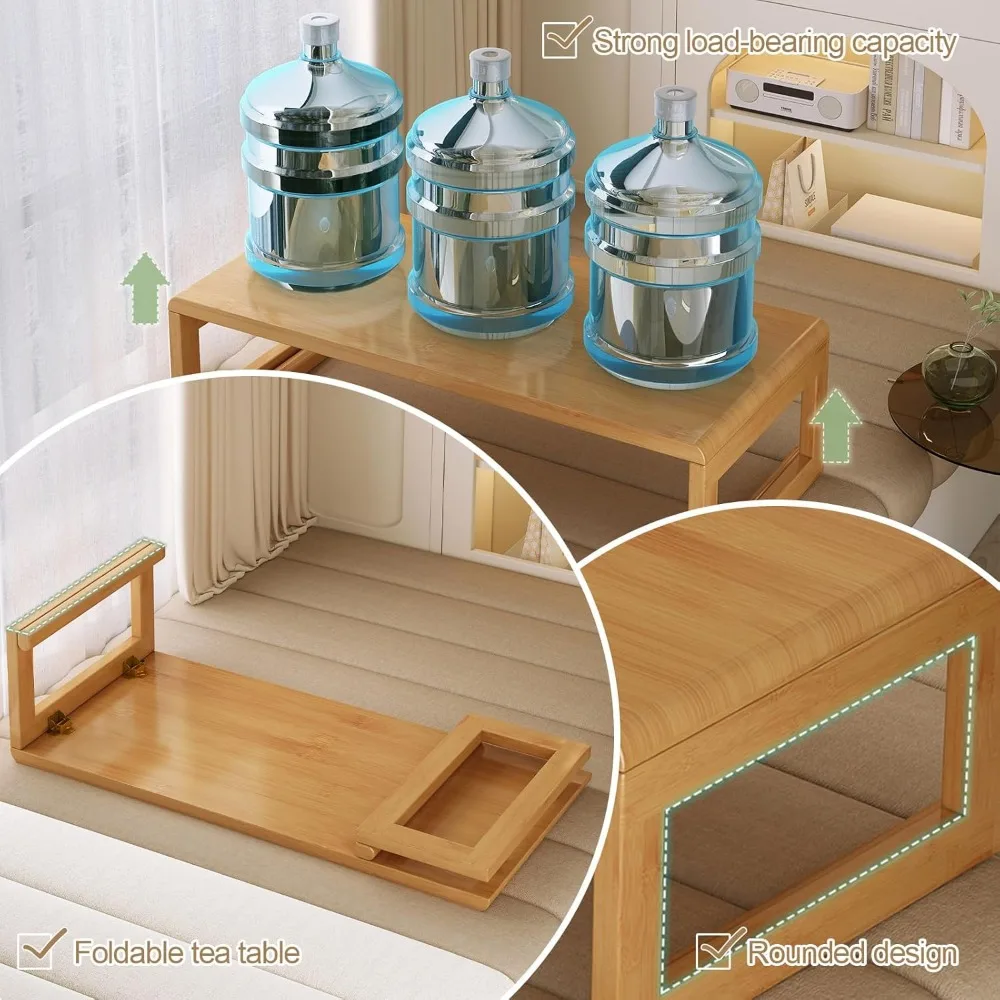 Versatile Bamboo Folding Tea Table for Japanese-Style, Office, and Living Spaces