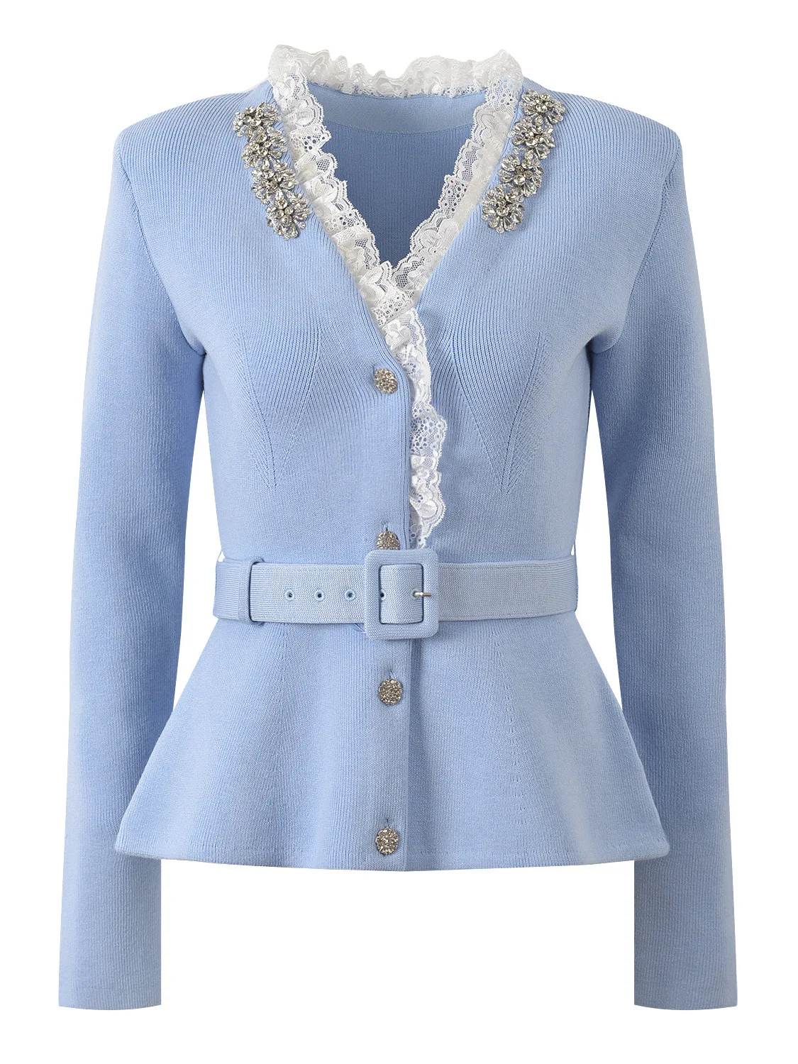 

Утягивающий кружевной лоскутный женский кардиган с v-образным вырезом и поясом, французский вязаный длинный све, модный осенне-зимний топ