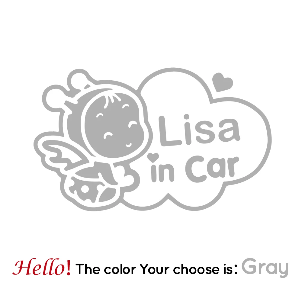 1pc Lovely Little bees and clouds Lisa on board Customized Name Car Stickers And Decals Auto Sticker  Waterproof Vinyl