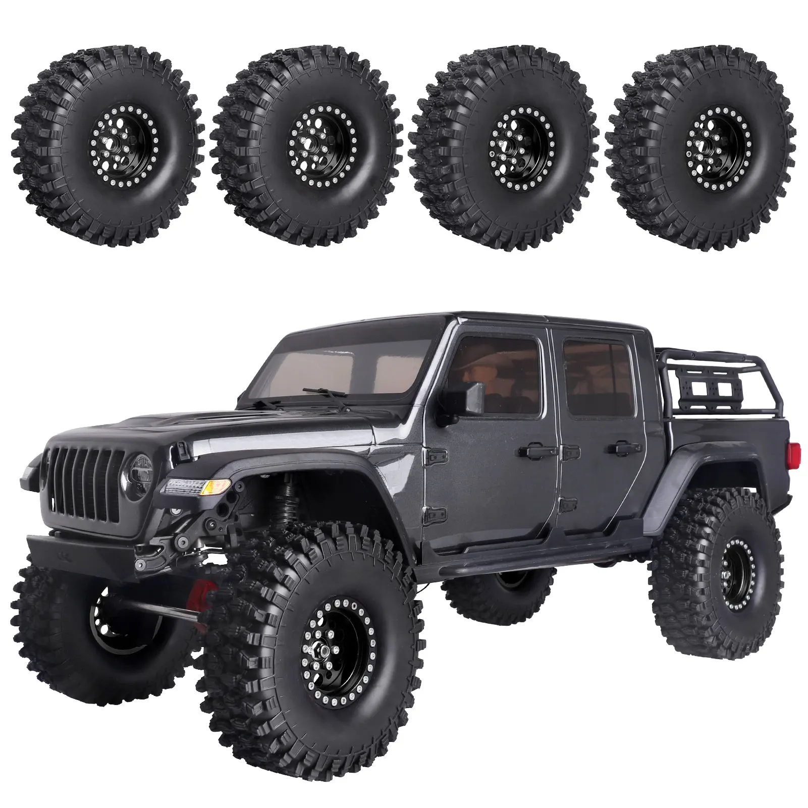 HobbyPark Set roda Beadlock 4.72 inci 1.9, ban Crawler untuk Axial SCX10 II III Traxxas TRX-4 Redcat Gen8 Gen7 peningkatan