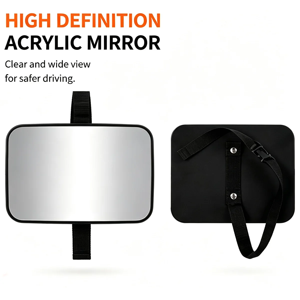 YONGRUN Baby Car Rearview Mirror Wide Angle Shatterproof Acrylic Back Seat ObservationMirror Adjustable Strap Rear FacingInfants