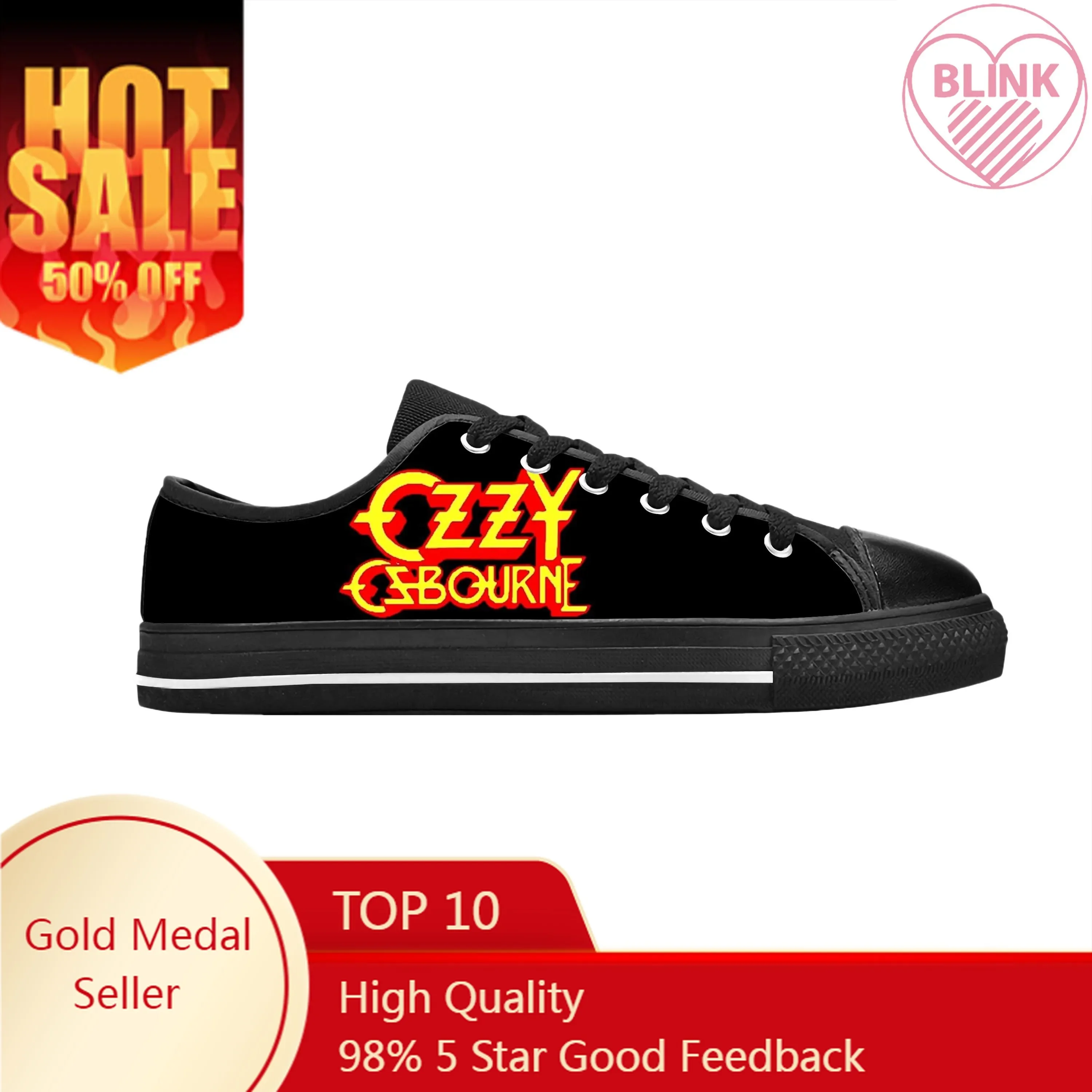 

Ozzy Osbourne Rock Band Music Singer Horror Gothic Casual Cloth Shoes Low Top Comfortable Breathable 3D Print Men Women Sneakers