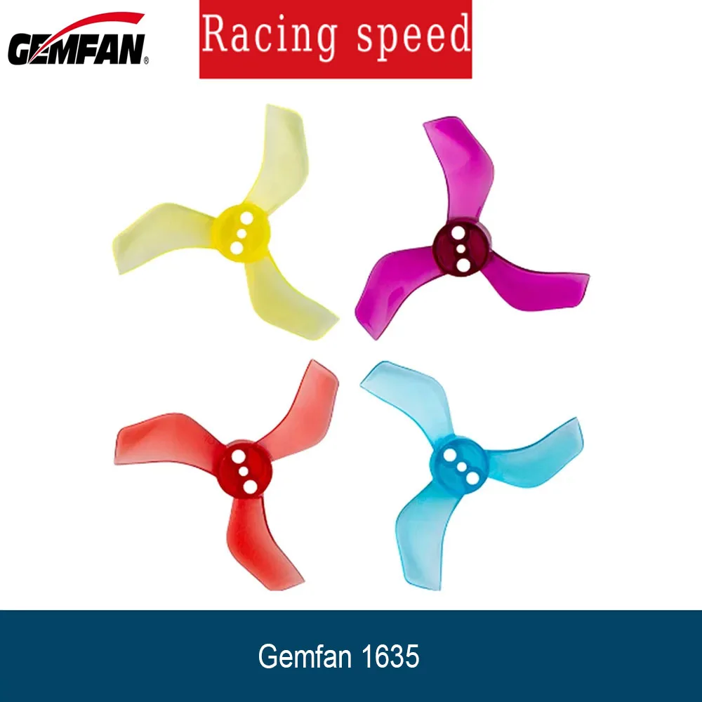 4Pairs Gemfan 1635 40mm 1.6X3.5X3 3-Blade PC Propeller 1mm 1.5mm Single Hole for RC FPV Freestyle Tinywhoop Drones DIY Parts