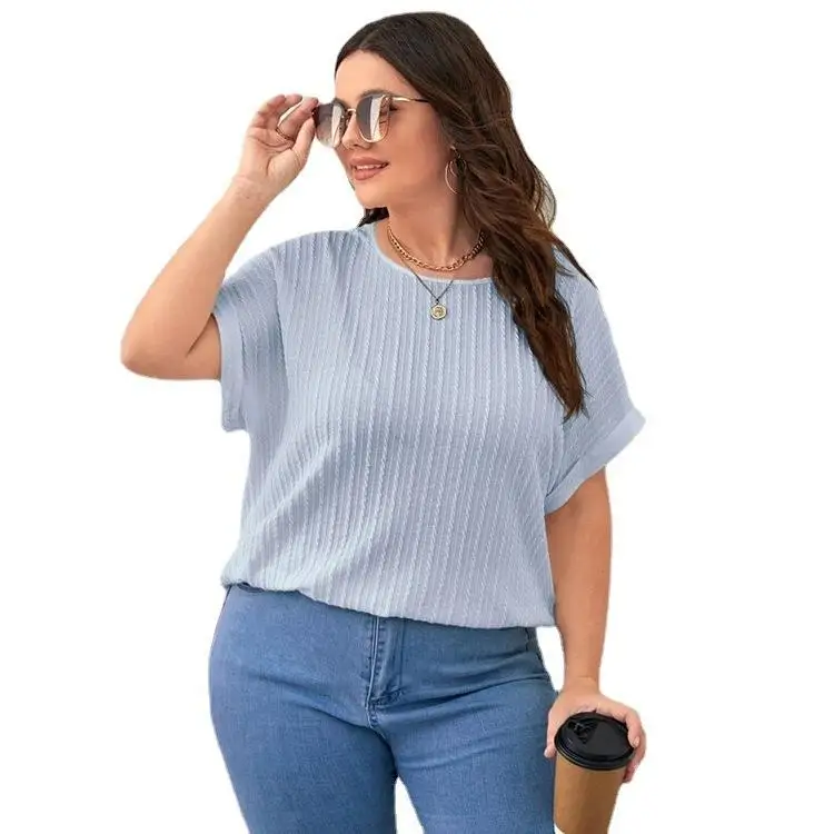 بالإضافة إلى حجم المرأة ort Sve تي شيرت مريح ألياف البوليستر جولة Ne عارضة Busin ملابس خارجية الصيف Faion #5