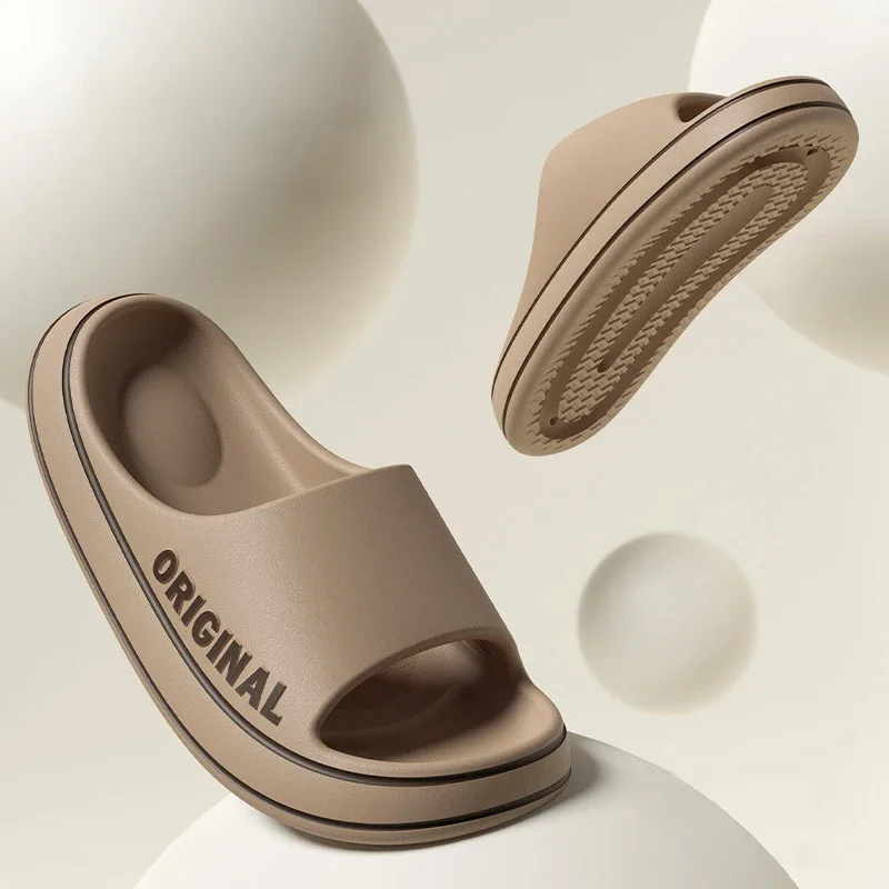 Feslishoet Women Letter Slippers Beach Slides Solid Color Mens Thick Sole Indoor Bathroom Anti Slip Shoes Summer Couple Sandals