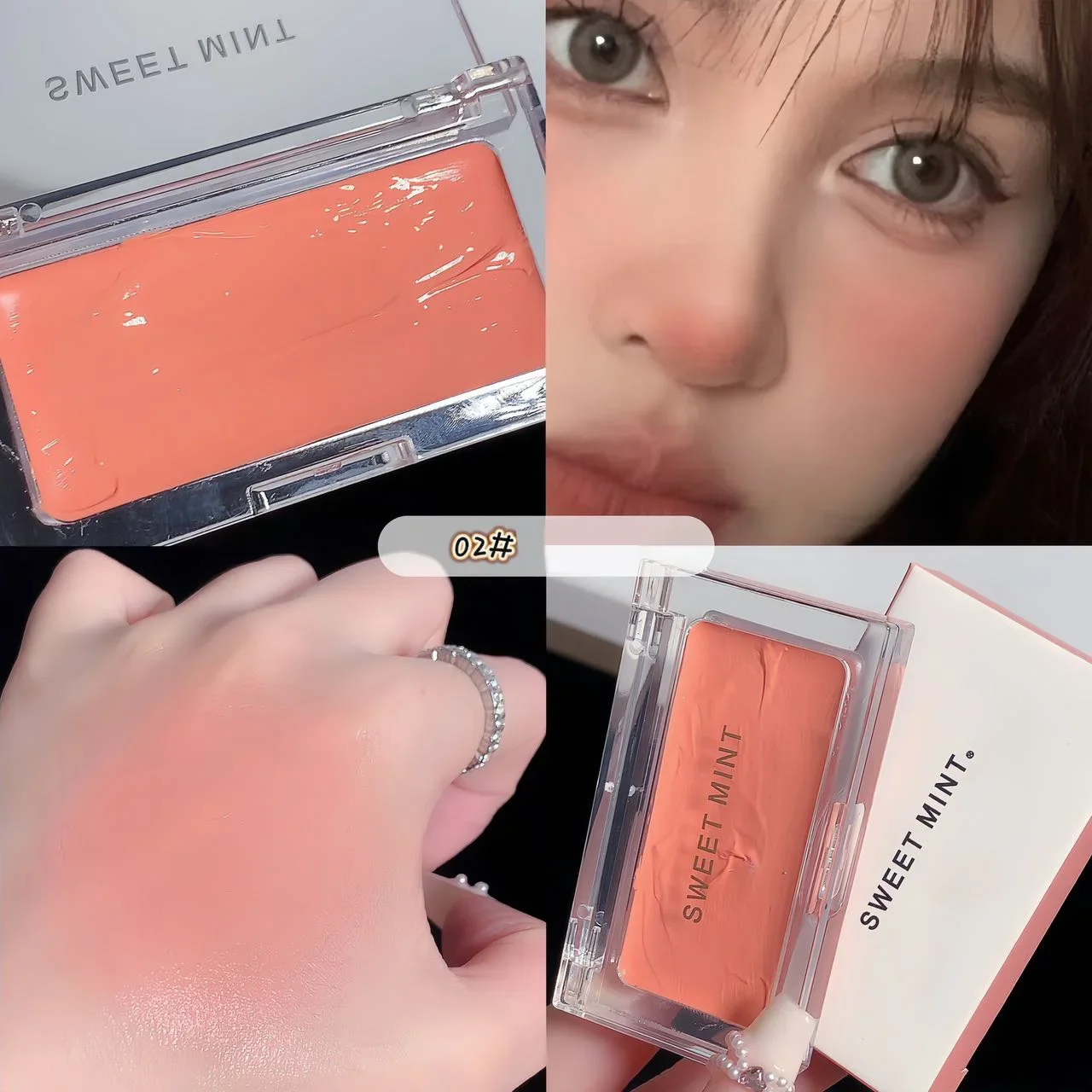 Coral Orange Blush Makeup Palette 5 Color Moist Creamy Texture Pink Rouge Lasting Natural Cheek Tint Waterproof Blusher Cosmetic