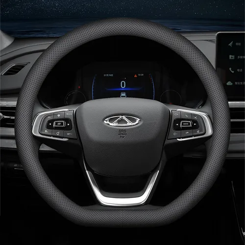 Imagen 2 del producto Funda de cuero completa para todas las estaciones, protector para volante de coche, ultrafino, antideslizante, transpirable, en forma de D