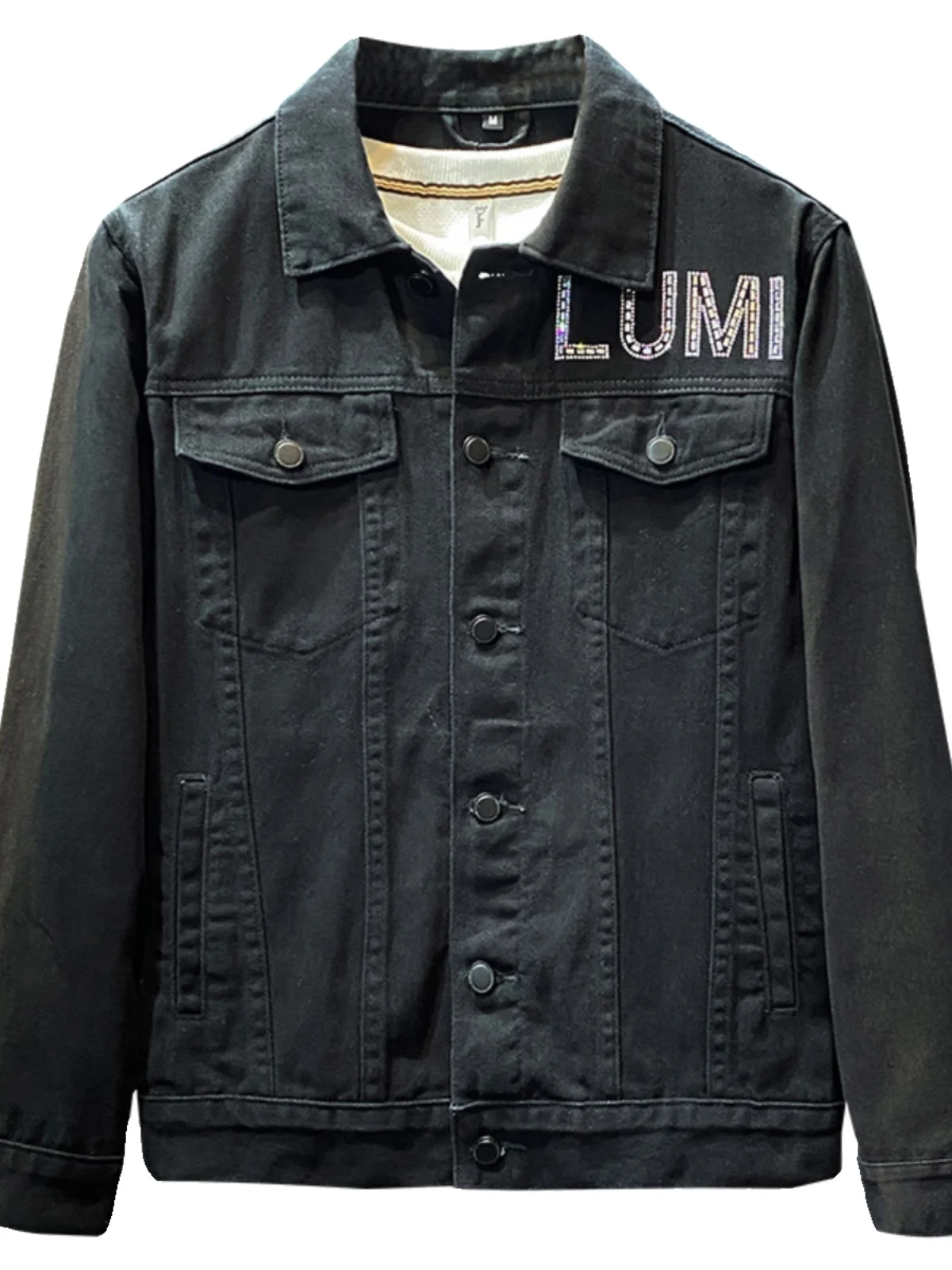 

Осень-зима, новый американский элитный джинсовый тюнер со стразами и кроликом, мужской свободный универсальный уличный крутой топ, молодежная мода