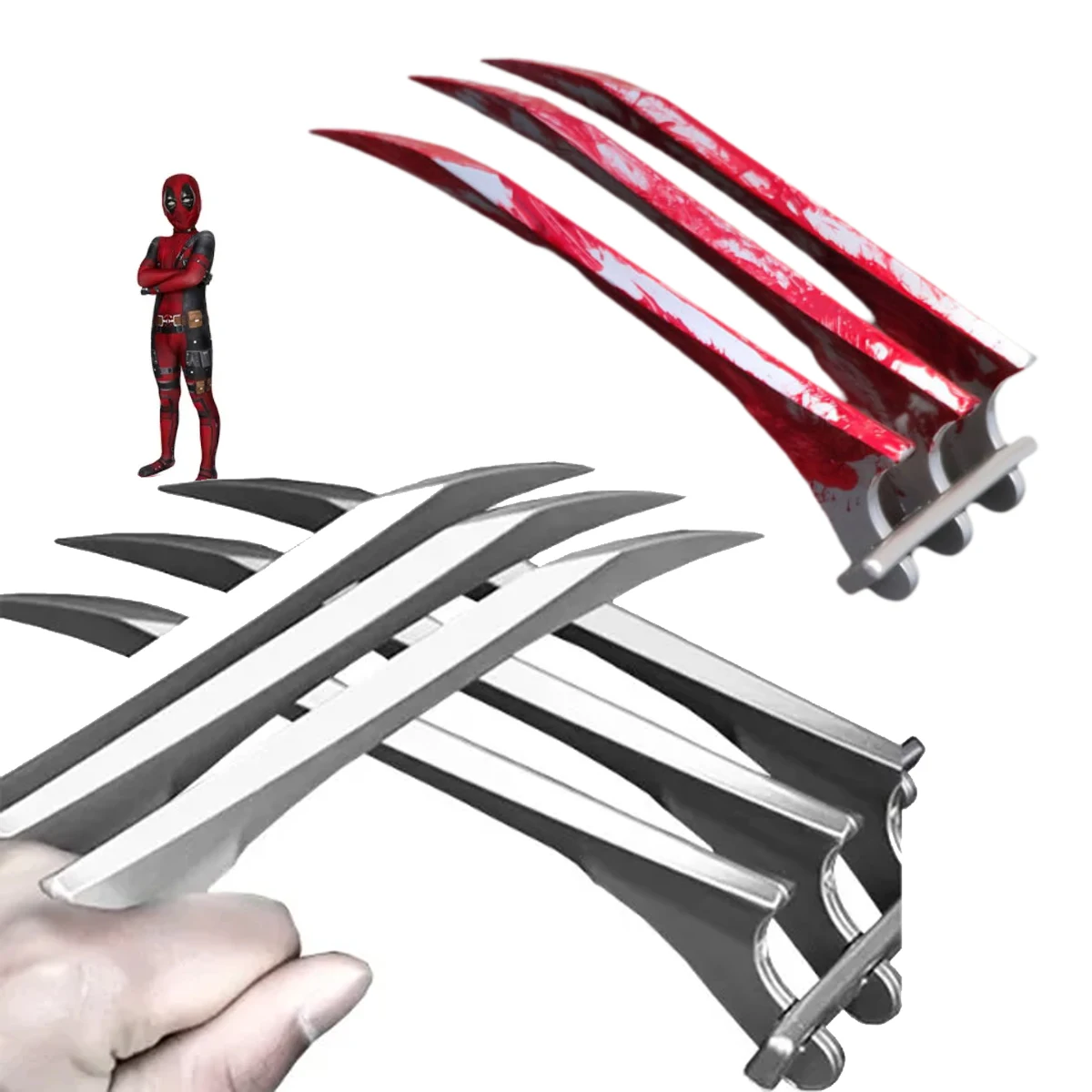 

25cm Anime Movie Deadpool& Wolverine Weapons Wolf Claws Blade 1:1 Halloween Cosplay Hand Wearing Weapon Accessories Safety Props