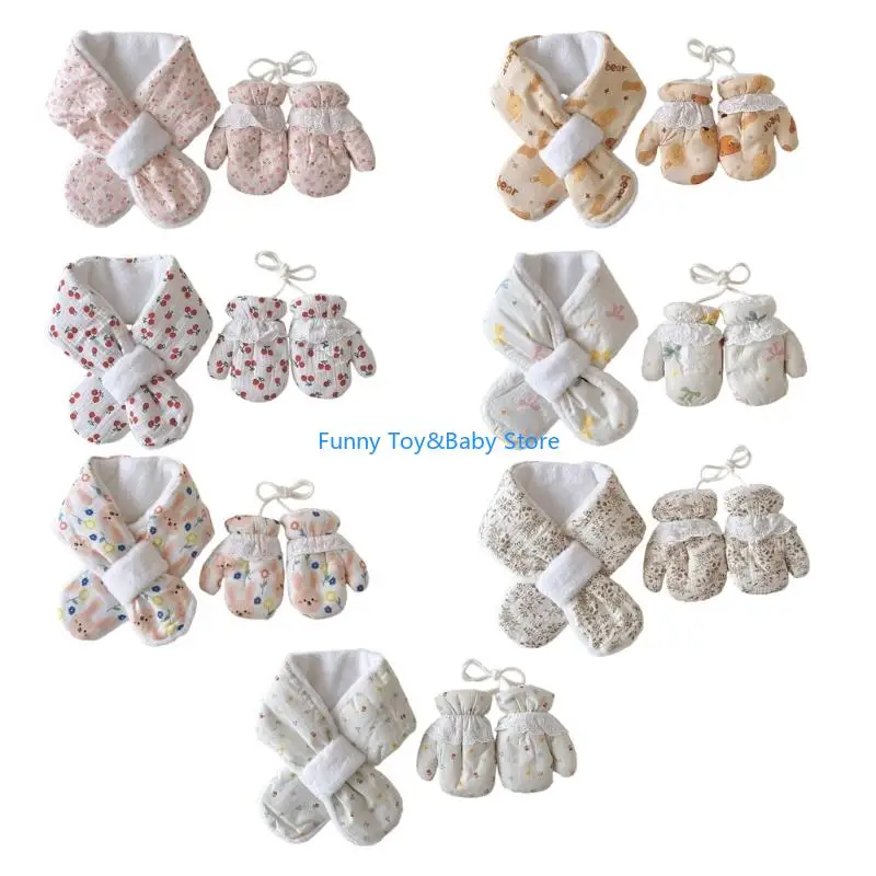 

Protective Baby Scarf Gloves Set Freezing Temperatures Fabric Washable Infant Winter Essential C90B