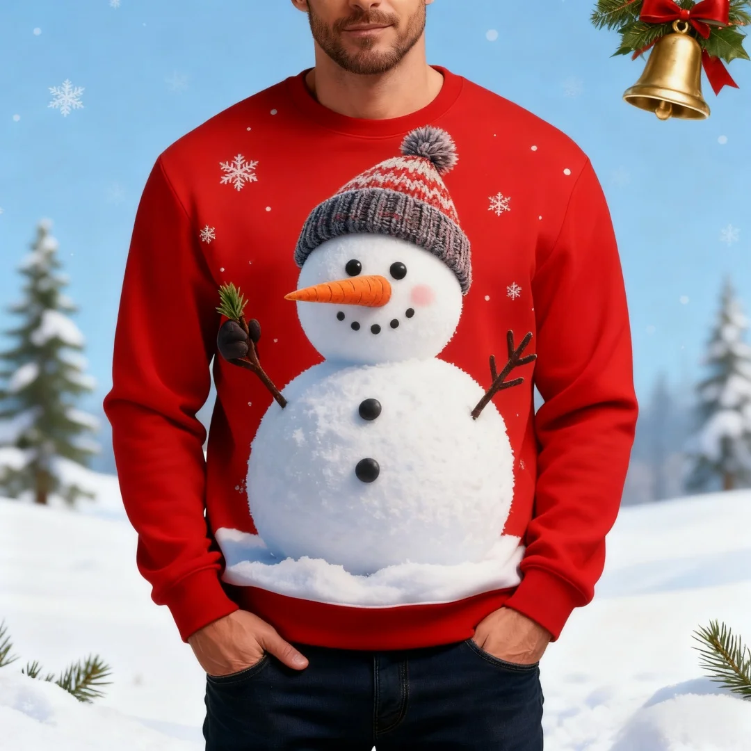 

New Christmas Snowman Graphic Hoodies Men and Women 3D Printed Long Sleeve Casual Fashion Sweatshirts Tops Oversized Clothing