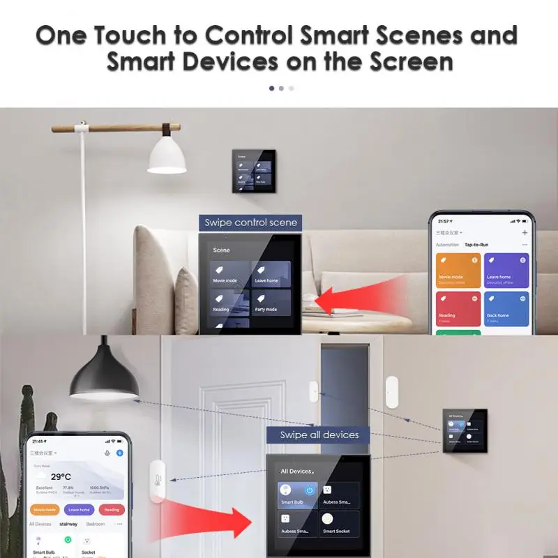 Neues tuya intelligentes Multifunktions-Touchscreen-Bedienfeld alexa eingebautes intelligentes 4-Zoll-Bedienfeld mit zentraler Steuerung