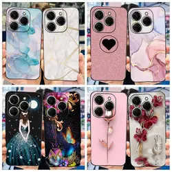 Phone Case For Tecno Spark 20 Pro Cover Popular Flower Marble Soft Silicone Protect Shell For Tecno Spark20 Pro KJ6 Bumper 6.78