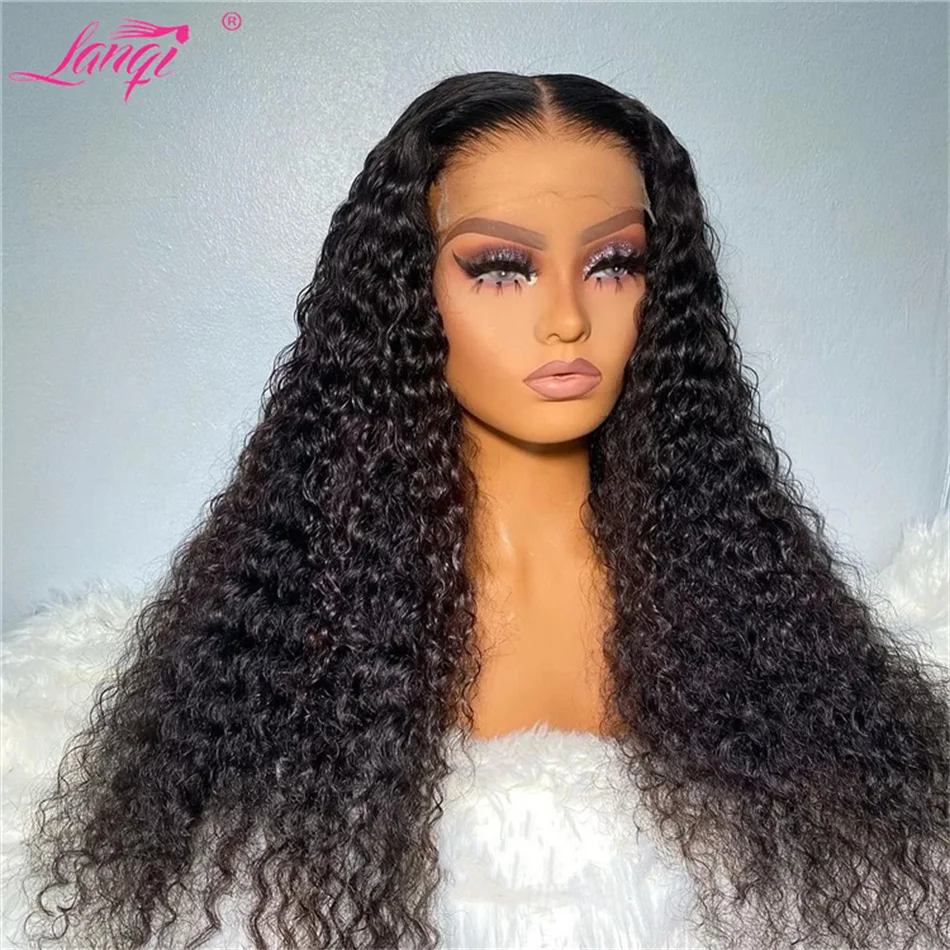 250 Density Deep Wave Frontal Wig Human Hair Ready To Wear Curly Lace Closure Human Hair Wig Transparent Lace Wig