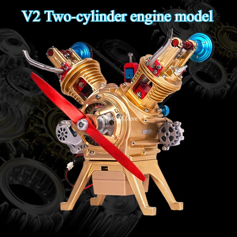 

Модель двигателя TECHING Mini V2, металлический двухцилиндровый двигатель, можно перемещать, сделай сам, сборная модель, сборный подарок, научные образовательные игрушки