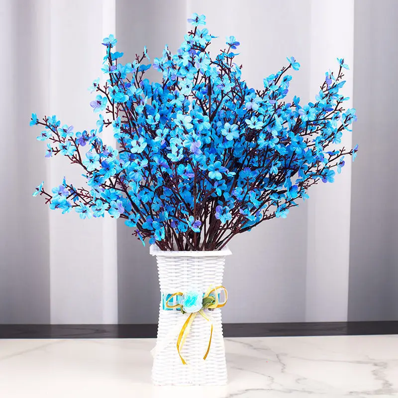 Artificial Plants Beautiful Blue BabysBreath Christmas Decor Fake Plastic Flowers for Home Wedding Bridal Festival Party Vase