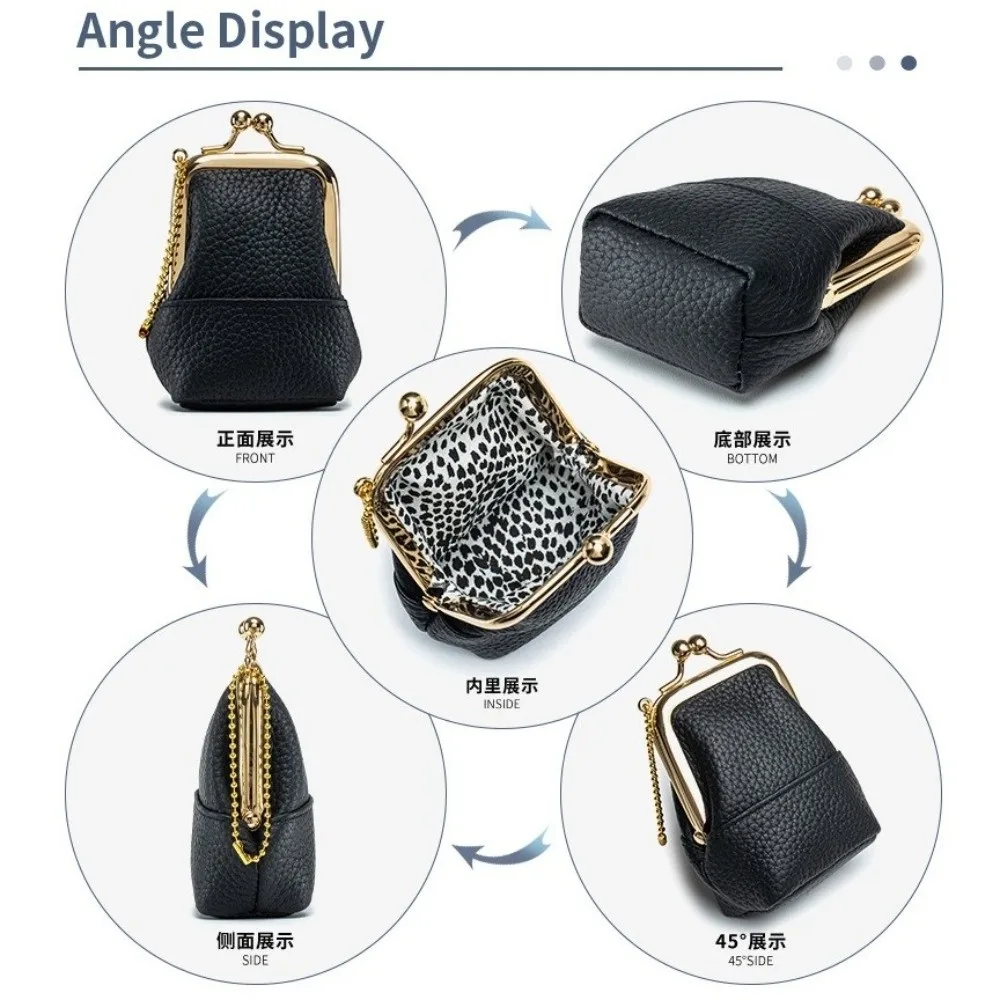 PU Leather Kisslock Coin Purse Tiny Size Kisslock Closure Compact Mini Bag Multi-purpose Women Design Mini Jewelry Case