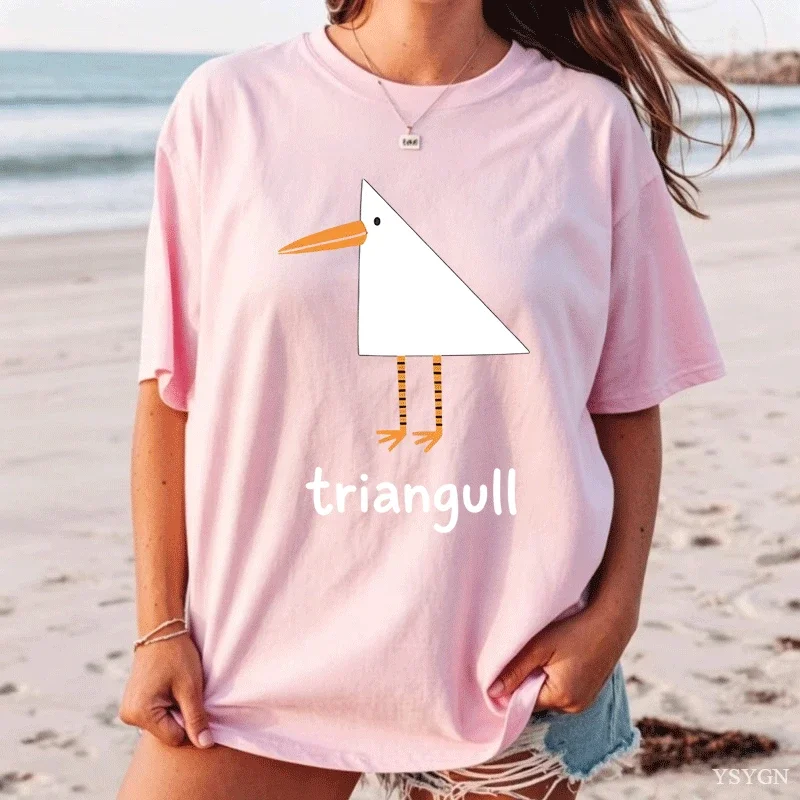 Triangull Triangle Seagull Bird Pun T Shirts Women Cotton Fashion T-Shirt Round Neck Funny Tee Short Sleeve Clothing Plus Size