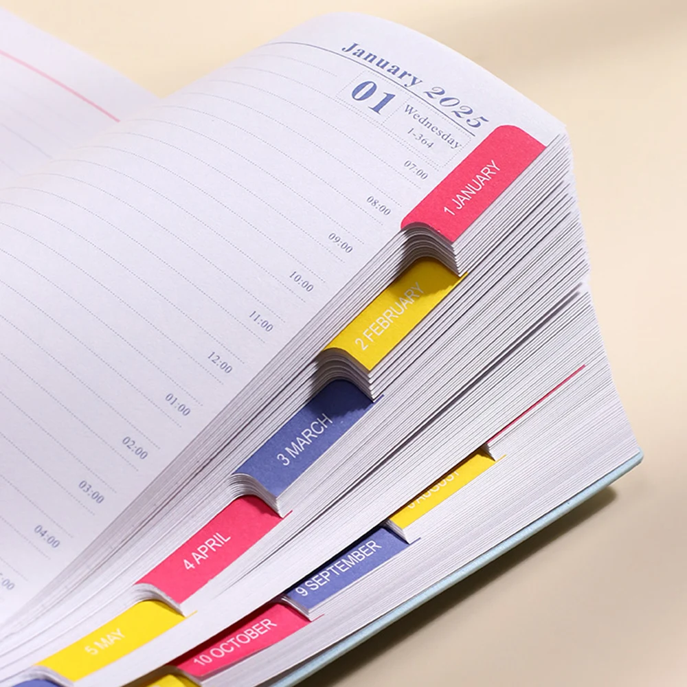 2024-2025 Planner Notebook Monthly Calendar 156 Sheet A5 Spain Diary Schedule Soft Leather Paper Office School Stationery