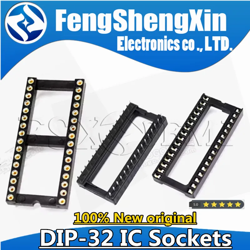 5pcs DIP-32 Round Hole Square hole 32 Pins Wide 2.54MM DIP IC Sockets Adaptor Solder Type IC Connector