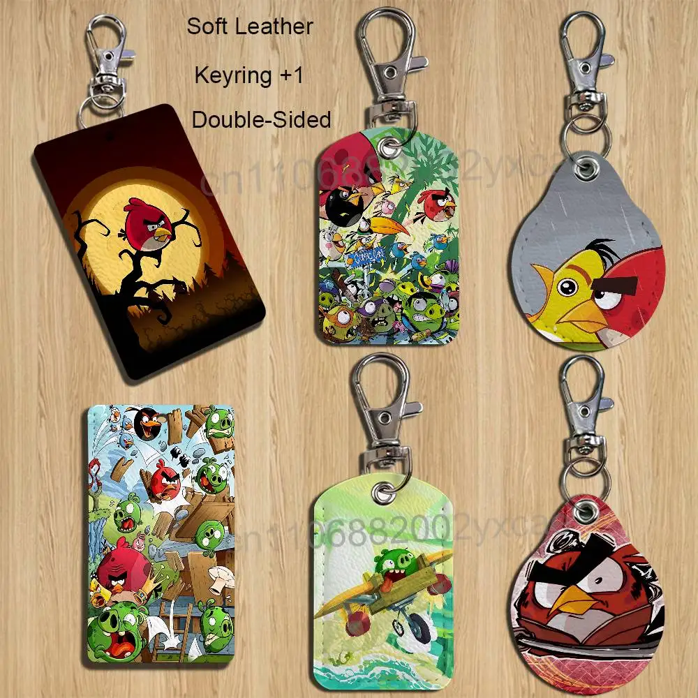 

Happy Angry cute Birds Card Holder Keychain Key Ring Door Lock Access Protective Case For Security Gift