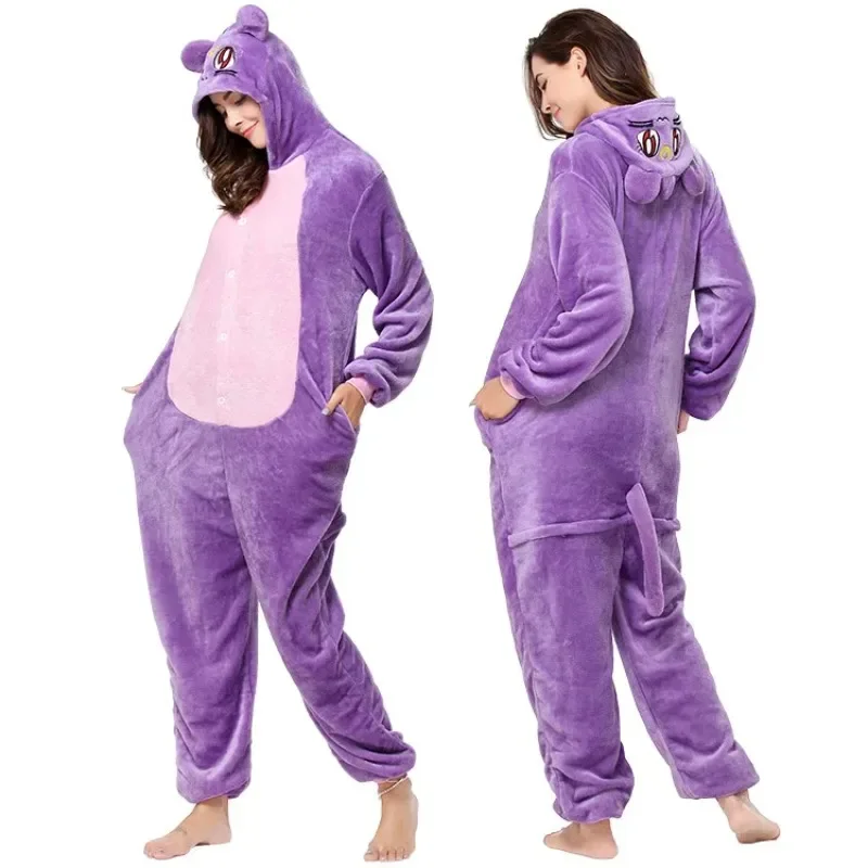 Adults Animal Onesies Cat Pajamas Kigurumi Sleepwear Women Men Winter Unisex Anime Costume Unicorn Cartoon Flannel Pyjamas