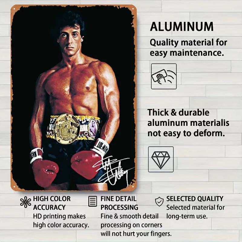 Sylvester Stallone Vintage Metal Plate Vintage Metal Signs for Wall Decoration Bathroom Decor Art Mural Room Decor Aesthetics