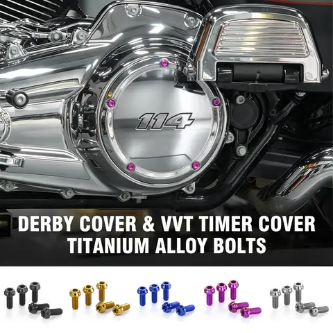Chiefdom Derby Cover and VVT Timer Cover Titanium Alloy Bolts for H-D 121 Touring 117 Softail Motorcycle Retrofit/Upgrade