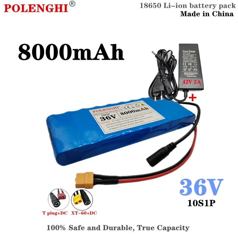 

POLENGHI 100% True Capacity 10S1P 36V 8Ah 18650 Lithium ion Rechargeable Battery Pack Electric Bicycle Scooter Battery+BMS