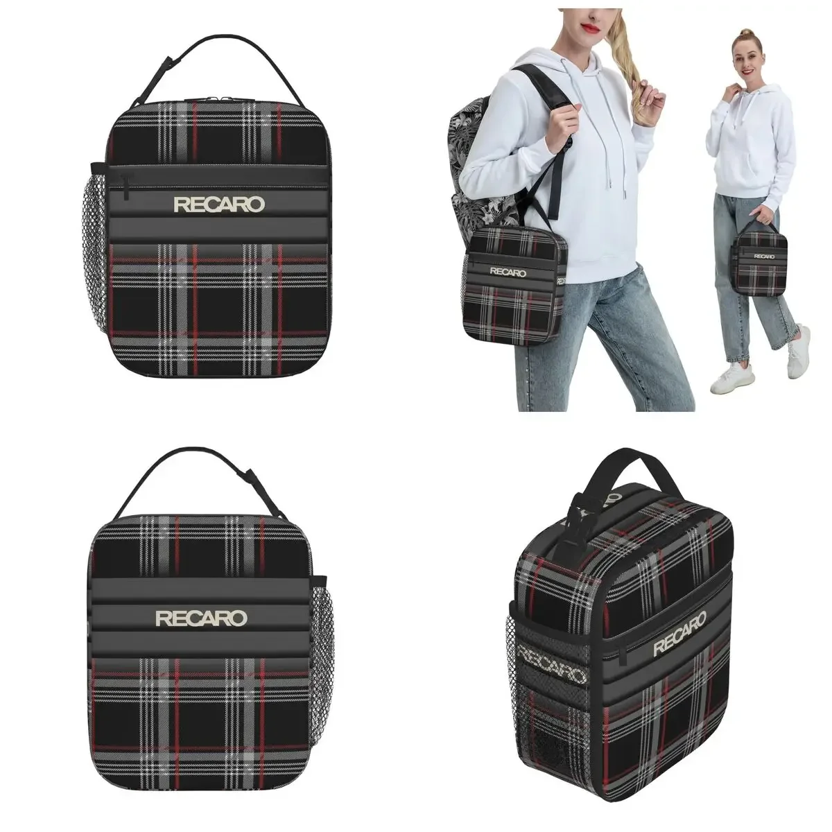 Insulated Lunch Box Recaros Black Tartan Scotch Irish Plaid Accessories Lunch Container Cooler Thermal Bento Box For School