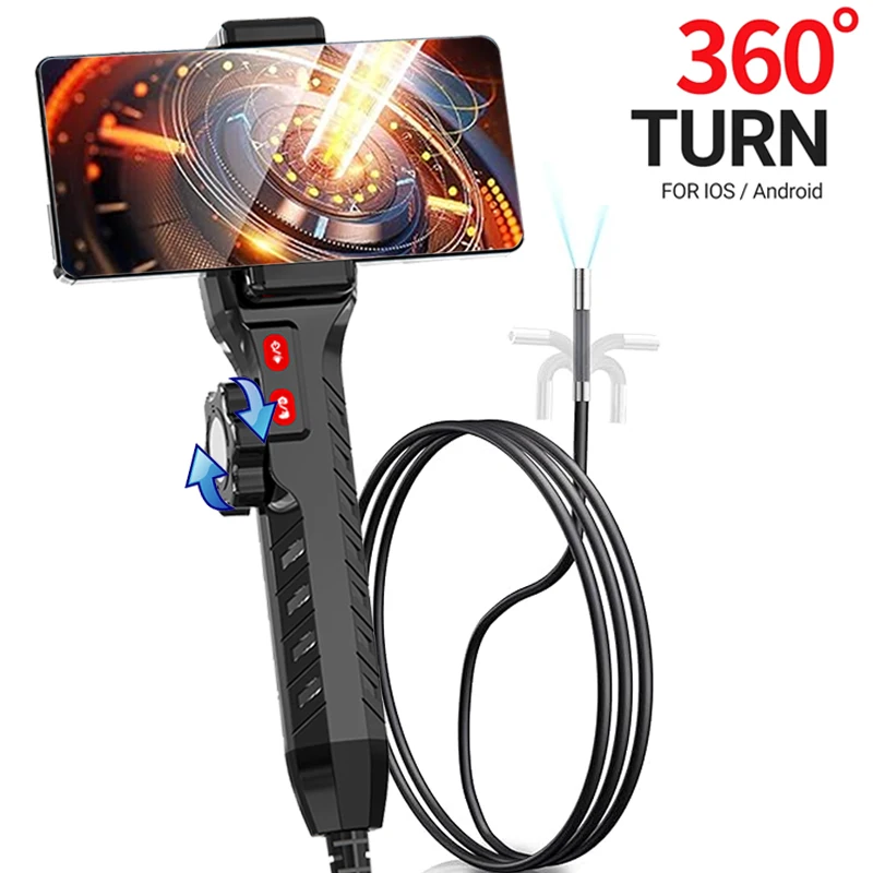 

Эндоскоп-бороскоп с шарнирным креплением, 3,9 мм, двусторонний, с подсветкой, для iOS и Android