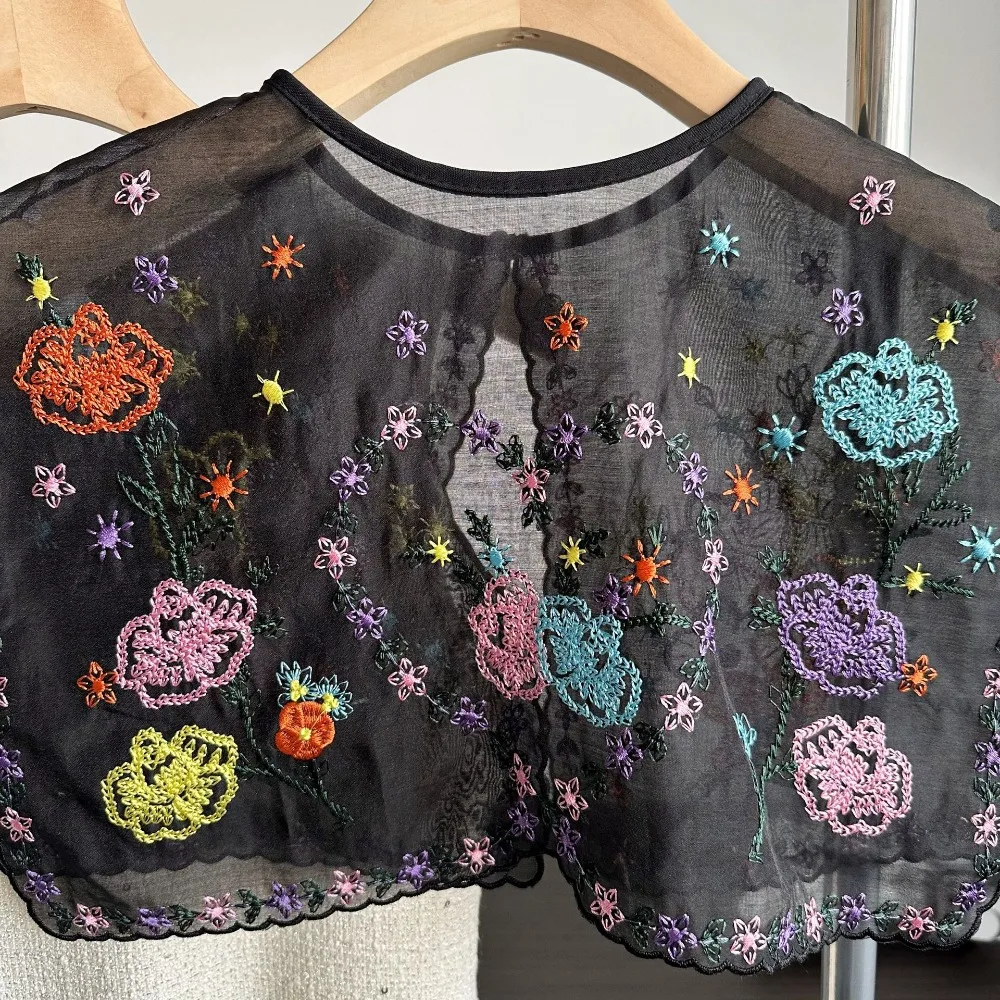 Faux col en dentelle brodé pour femmes, châle à lacets, col de chemise détachable, Insigne, robe, décor de chemisier