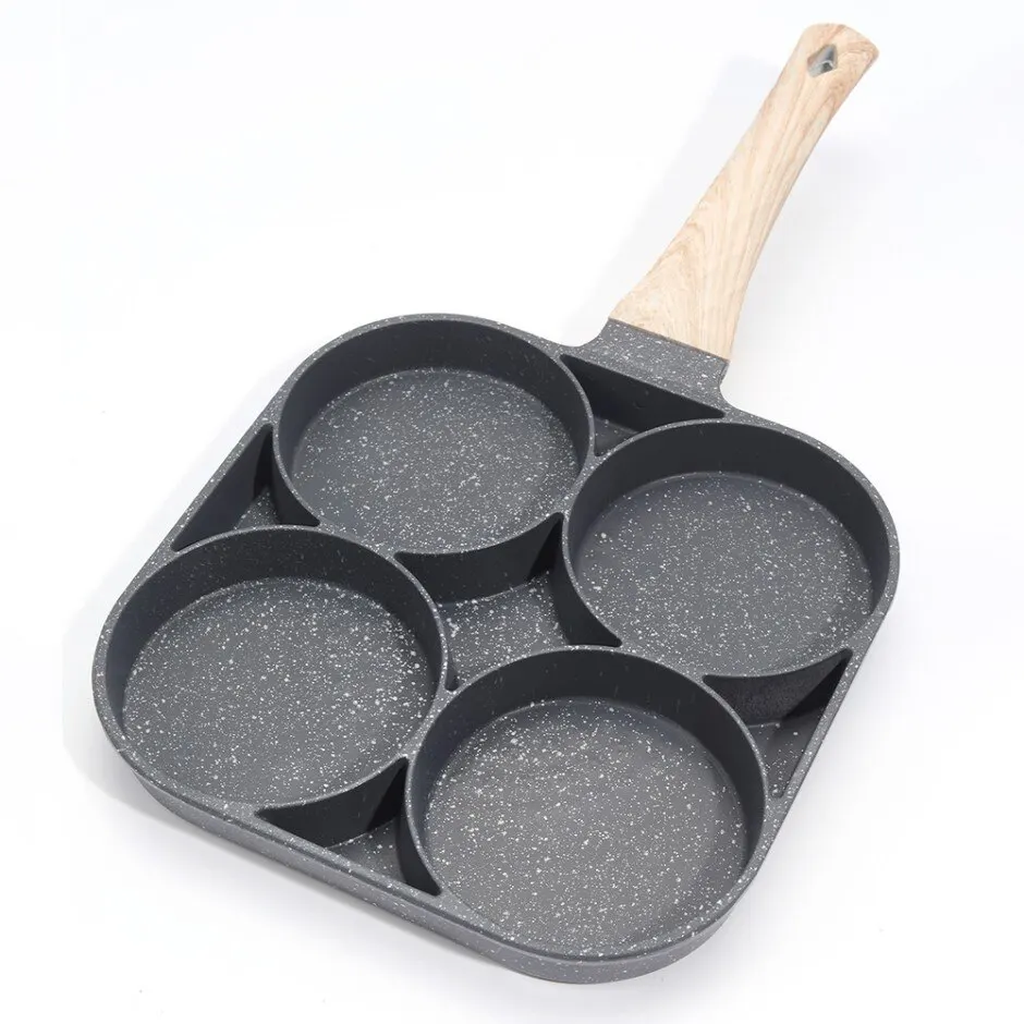 

4hole Omelet Pan Frying Pot Thickened Nonstick Egg Pancake Steak Cooking Pans Hamburg Bread Breakfast Maker Induction Cookware