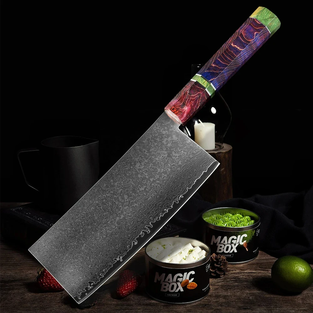 Chinese Chef Kitchen Knife Damascus Steel 67Layer Cleaver Vegetable Knife Sharpness Peeling Fruit Meat Home Hotel Cooking Knives