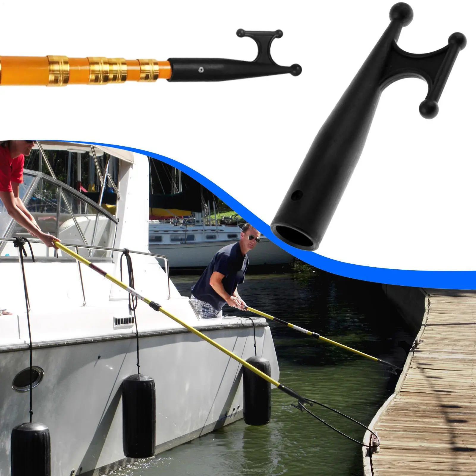 Marine Boat Hook Boat Hooks Rust-Resistant Extension Pole Hook Replacement Lifeboat Tow Hook Accessories for Docking
