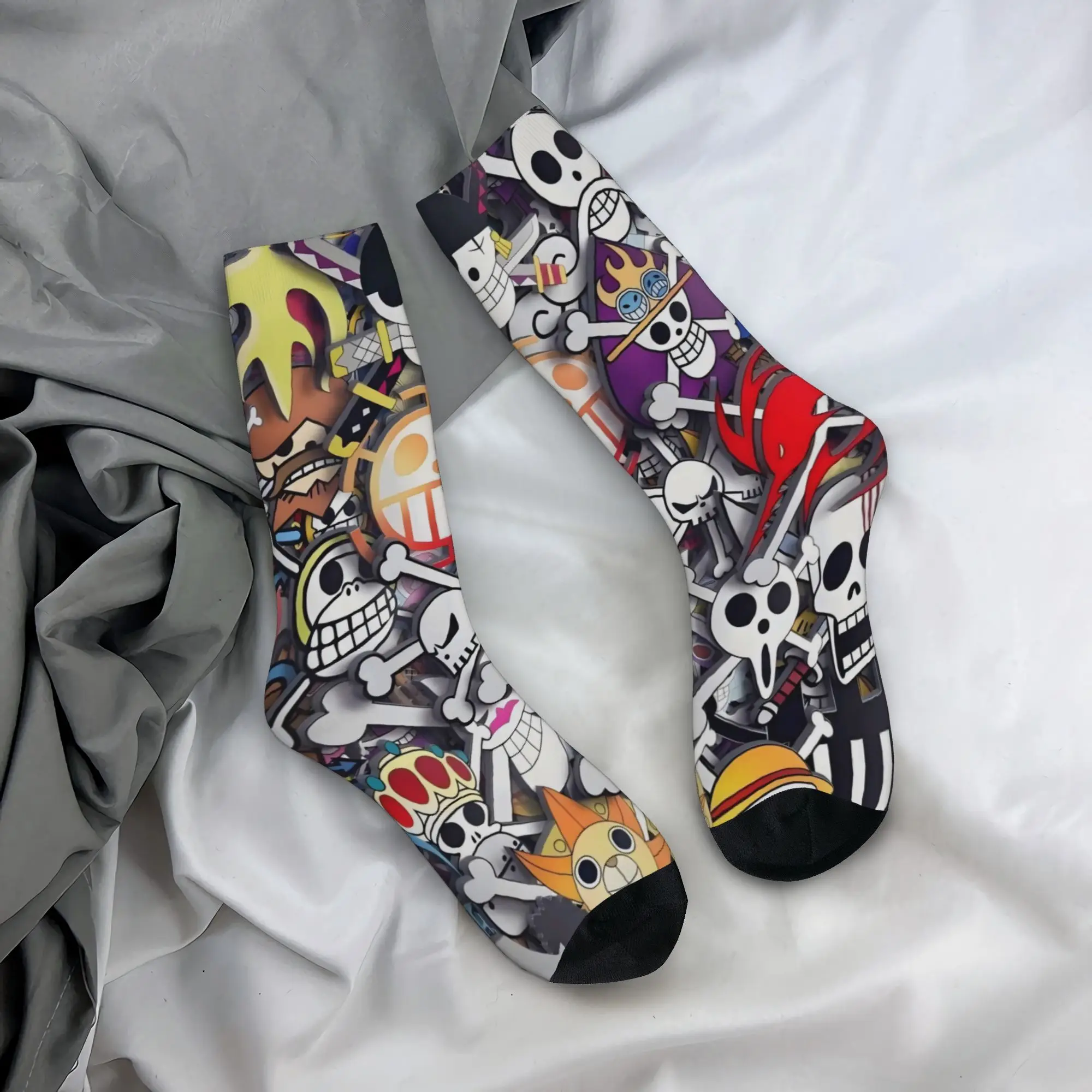 

Funny Sock One Piece OP Symbol Harajuku Seamless Pattern Printed Men Socks Casual Men's Socks