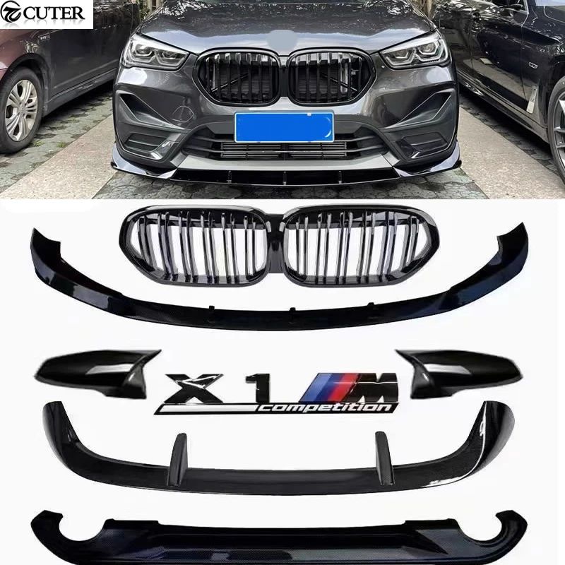 

F48 F49 X1 x1M Competition Bright Black ABS Front Lip Splitter grills rear diffuser Rear spoiler Mirror Cover for BMW F49 X1