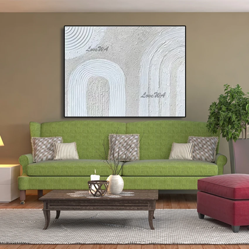 

Unframed White Thick Texture Concise Style, Acrylic Abstract Oil Painting, Home Decoration Wall Art, Artwork Modern Picture